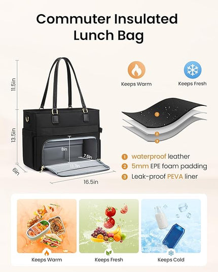 LOVEVOOK Teacher Tote Bag, Laptop Bag for Women with Accordion File Organizer, Nurse Work Bag for Office & Business Supplies