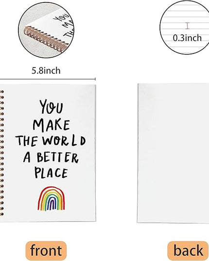 VNWEK You Make the World a Better Place Watercolor Rainbow Spiral Notebook Journal 5.5 x 8.3 inches,Inspirational Quote Lined Hardcover Spiral Notebook,Motivational Gifts for Women Teen Girls