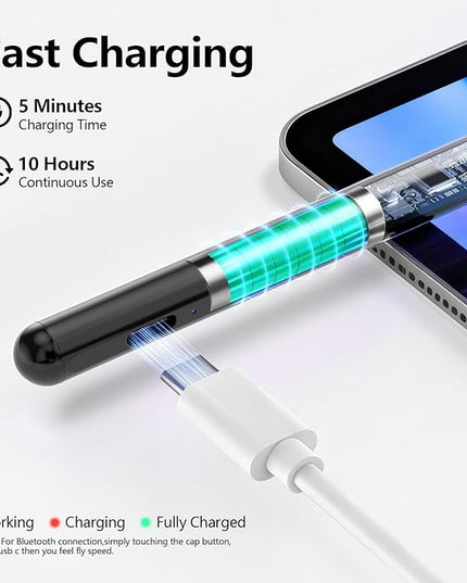 Stylus Pen 2X Fast Charge Active Pencil Compatible with 2018-2025 Apple iPad Pro 11"/12.9"/M4, iPad Air 3/4/5/M2/M3, iPad 6-11, iPad mini 5/6 Gen-Black