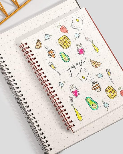 EMSHOI Dotted Journal Spiral Notebook 5.7" x 8.22" - 4 Pack 640 Pages 100gsm Thick Paper, A5 Dot Grid Notebook, Plastic Hardcover Bullet Notebooks Journals for Writing Women Men Work School Supplies