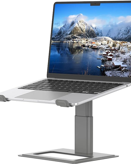 SOUNDANCE Adjustable Laptop Stand for Desk, Computer Stand, Ergonomic Laptop Riser Holder Compatible with 10 to 17.3 Inches Notebook PC Computer, Aluminum Grey