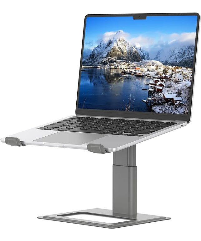 SOUNDANCE Adjustable Laptop Stand for Desk, Computer Stand, Ergonomic Laptop Riser Holder Compatible with 10 to 17.3 Inches Notebook PC Computer, Aluminum Grey
