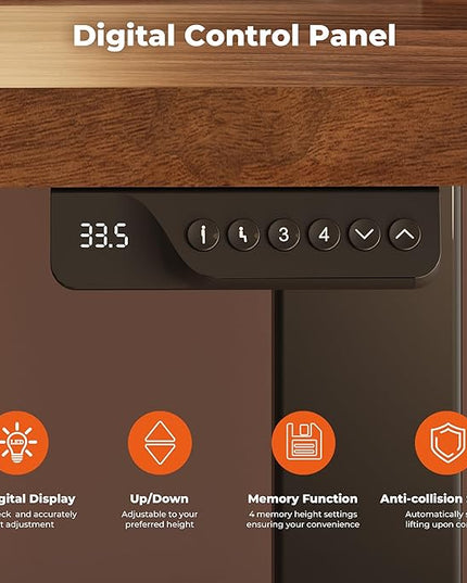 Dual Motor Standing Desk, Large Stand Up Desks, 71x31 Inches Electric Sit Stand Desks, 4 Memory Preset Adjustable Height Computer Table for Home Office with Splice Board (Brown)