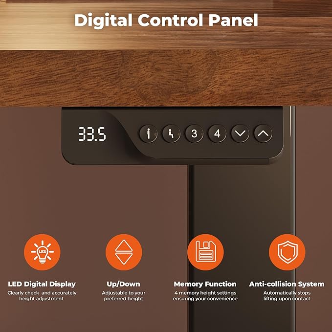 Dual Motor Standing Desk, Large Stand Up Desks, 71x31 Inches Electric Sit Stand Desks, 4 Memory Preset Adjustable Height Computer Table for Home Office with Splice Board (Brown)