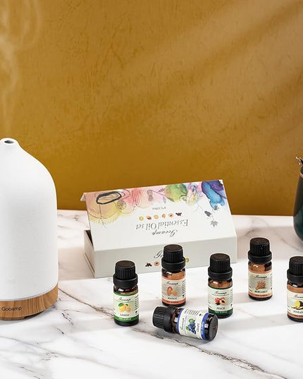Essential Oils Set-Top 6 Organic Blends for Diffusers, Candle Making, Aromatherapy, Humidifiers, Gifts - Grape,Lemon,Mango,Bergamot,Plneapple,Peach(6X10ML)