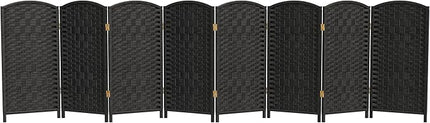 Red Lantern 3 ft. Short Diamond Weave Fiber Folding Screen - Black - 8 Panel