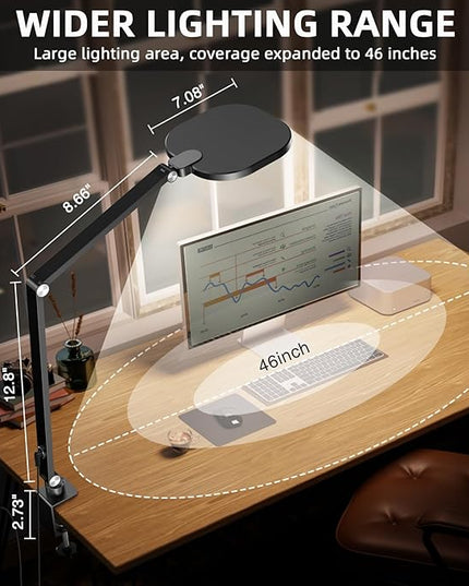 Video Conference Lighting for Computer, Dimmable Light for Video Recording, Meeting, Laptop & Webcam, 15W Ring Light for Desk with C- Clamp, Swing Arm, Remote, Memory & Timer CRI >95