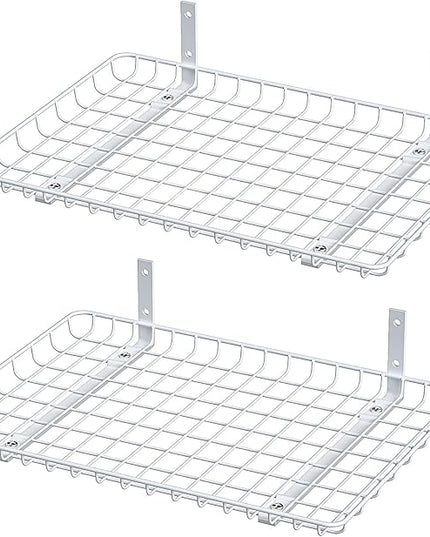 Ultrawall Wall Mounted Storage Shelf, Garage Shelves 24x12 Inch, Metal Shelf Rack, Heavy-Duty Wall Organizer for Closet, Kitchen, Laundry Room 2 Pack, White