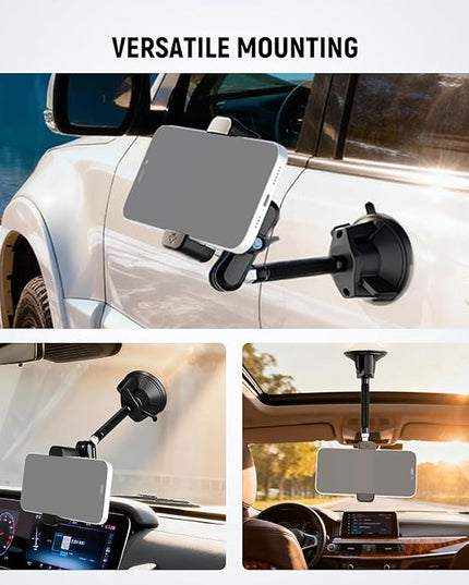 NEEWER Phone Holder for Your Car, 360° Rotating Vacuum Suction Cup Metal Cell Phone Mount Extended Magic Arm Compatible with iPhone Samsung for Windshield Skylight Navigation Video Recording, PA137