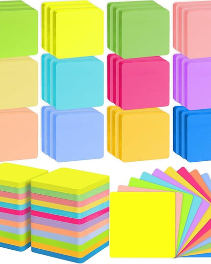 60 Pads Round Corner Sticky Notes 3x3 in Post, 12 Bright Colors Self-Stick Note Pads it, Strong Adhesive Paper Memo Pads, 75 Sheets/Pad, Colored Note Pad Easy to Post for Home, Office, Notebook