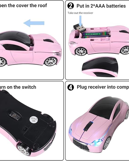 elec Space Car Mouse, Wireless Mouse (Milk Tea Pink)