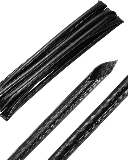 MECCANIXITY 10ft Braided Cable Sleeve, 9/32" ID 200C High Temperature 1500V Fiberglass Wire Insulation Cord Protector Organizer Wires Management for Motor Engine Fuel Line, Black