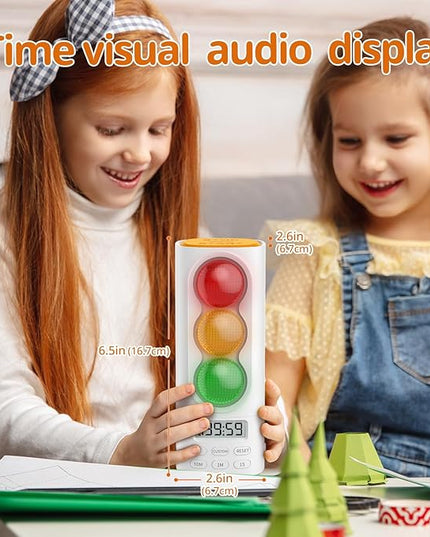 Traffic Light Visual Timer&ADHD Tool for Kids Adults Display Volume Adjustment, with 4 Ringtones for Classroom Desk Home Kitchen Game Countdown Pause Memory Function Charger Type C Included