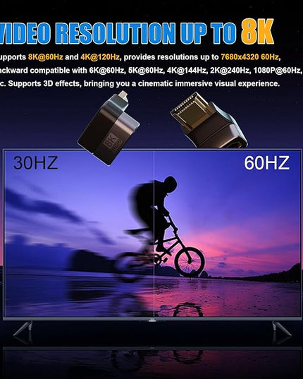 PANPEO 8K@60Hz Right Angle HDMI Adapter, 90 Degree and 270 Degree HDMI Adapter (4 Pack)