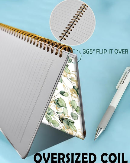 Spiral Journal Notebook for Women,A5 College Ruled Notebooks 6"x 8.4",Gold Eucalyptus Branches 120 Pages Lined Journal with Premium Thick Paper,Perfect for School Office Home Gifts(Watercolor Tropical