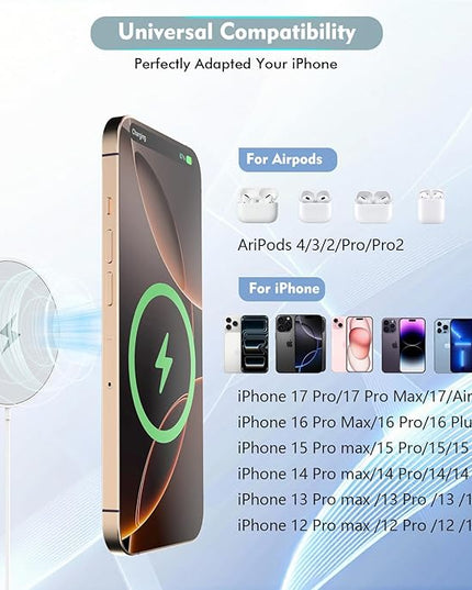 [Apple MFi Certified]Long Magnetic Wireless iPhone Charger,10FT Mag Safe Charger Mag-Safe Charging Magnet Charge Pad 10Feet 2Pack for iPhone 17 Pro Max/17Pro/iPhone 16ProMax/16Plus/15/14/13/12/AirPods