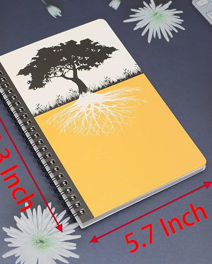 Yansanido Spiral Notebook, 4 Pcs A5 Thick Tree Design Hardcover 8mm Ruled 4 Color 80 Sheets -160 Pages Journals for Study and Notes (Tree)