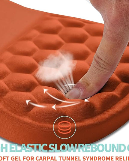 Ergonomic Mouse Pad Wrist Support with Memory Foam Massage Bulge, Carpal Tunnel Pain Relief Mousepad Wrist Rest for Mouse(12x8 inch, Orange)