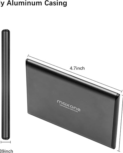Maxone 250GB Ultra Slim Portable External Hard Drive HDD USB 3.0 Compatible with PC, Laptop - Charcoal Grey