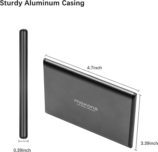 Maxone 750GB Ultra Slim Portable External Hard Drive HDD USB 3.0 Compatible with PC,Laptop, Charcoal Grey