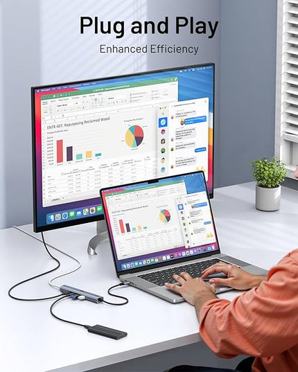 10Gbps USB C Hub with 4K@60Hz Video Display, Selore 5 Ports USB C Splitter, C Port Data Transfer, 100W PD-in Charging, Dongle Multiport Adapter for MacBook Pro, iPad, Dell, HP, and More