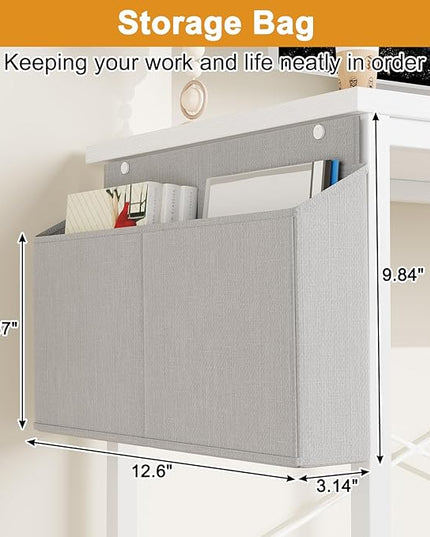 Grandder L Shaped Computer Desk with Reversible Shelves, 40 Inch Small Corner Desk with Storage Bag, Gaming Desk Computer Table Study Writing Desk for Home Office Small Space, White