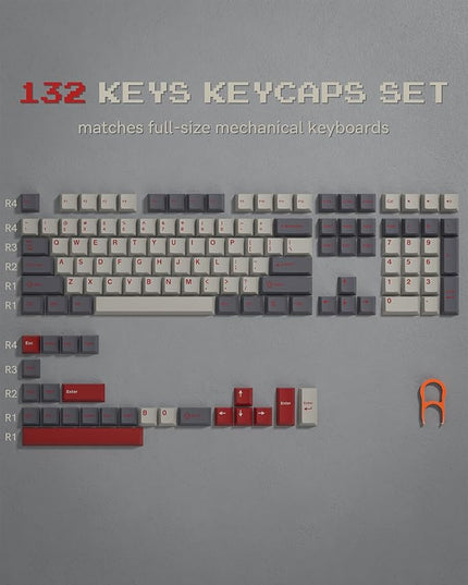 Womier Double Shot PBT Keycaps Set 138 Keys, Cherry Profile Custom Keycaps 60 65 75 100 Percent for 61/64/68/84/87/100/104/108 Retro Gaming Mechanical Keyboard, Purple Gray