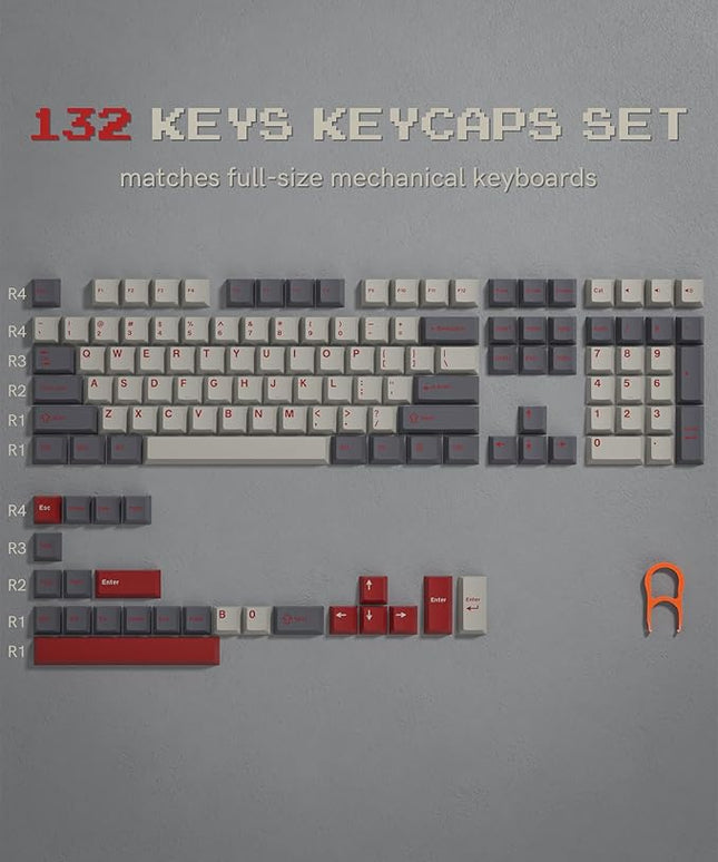 Womier Double Shot PBT Keycaps Set 138 Keys, Cherry Profile Custom Keycaps 60 65 75 100 Percent for 61/64/68/84/87/100/104/108 Retro Gaming Mechanical Keyboard, Purple Gray
