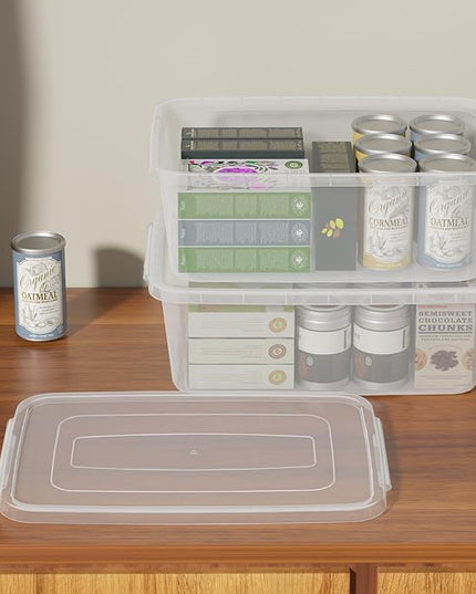 Sandmovie 12 Packs 14 Quarts Latch Containers with Lid, Plastic Clear Storage Bins