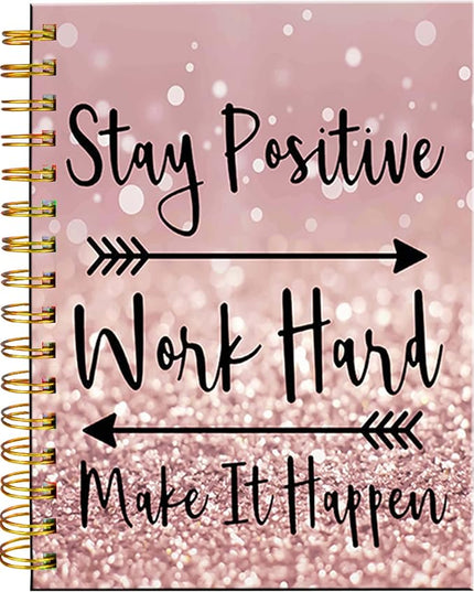 iampanda Spiral Journal Notebook,Strong TwinWire Binding with Premium Paper for Girl Women,Rose Gold and Silver Glitter Design 60 Sheets A5 College Ruled NotebookJournal,Perfect for School Office
