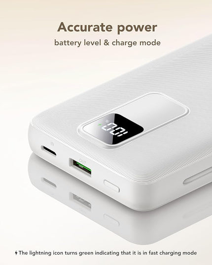 charmast 20000mAh Portable Charger with Built-in Cables & Wall Plug, 20W USB C Power Bank, Fast Charging Battery Pack Travel Essentials Compatible with iPhone 16/15/14 Series, Samsung, Google, iPad