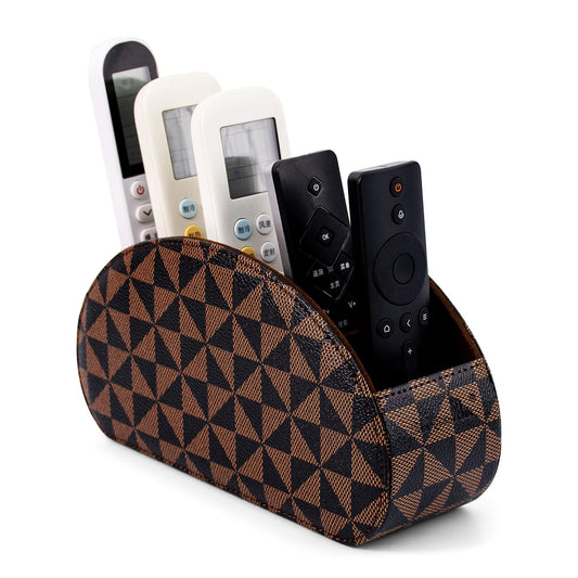 Remote Control Holders Organizer Box with 5 Compartment PU Leather Caddy