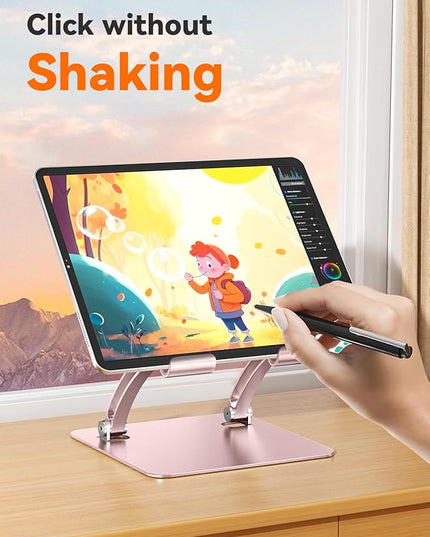 tounee Tablet Holder Stand, Dual Rod Adjustable Aluminum Desktop Stand, Compatible with 4.7-16.9" iPads, Surface Tablets, Portable Monitor, Kindle and More (Rose Gold)