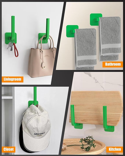 Multi-Purpose Hat Organizer (4-Pack), Strong Adhesive Hat Hooks for Wall, Two Mounting Options, Green