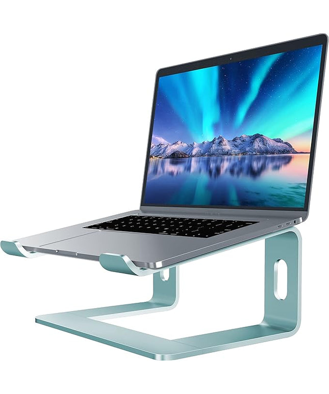 SOUNDANCE Laptop Stand, Aluminum Computer Riser, Ergonomic Laptops Elevator for Desk, Metal Holder Compatible with 10 to 15.6 Inches Notebook Computer, Aquamarine