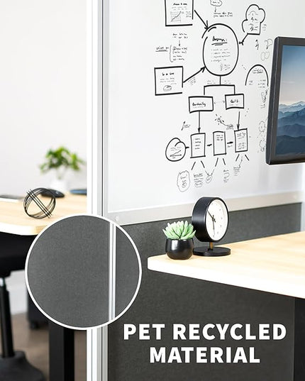 VIVO Modular Wall System, 2 PET and Whiteboard Panels, Professional Office Cubicle Dividers, Freestanding Privacy-Screen, 66 inches High, White and Dark Gray, PP-MWS63WB