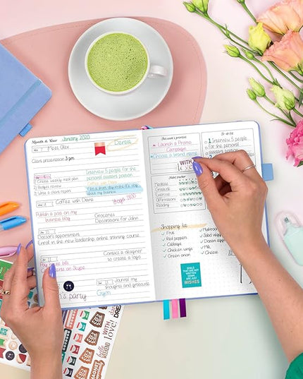 GoGirl Planner and Organizer for Women – Compact Size Weekly Planner, Goals Journal & Agenda to Improve Time Management, Productivity & Live Happier. Undated – Start Anytime, Lasts 1 Year – Light Blue