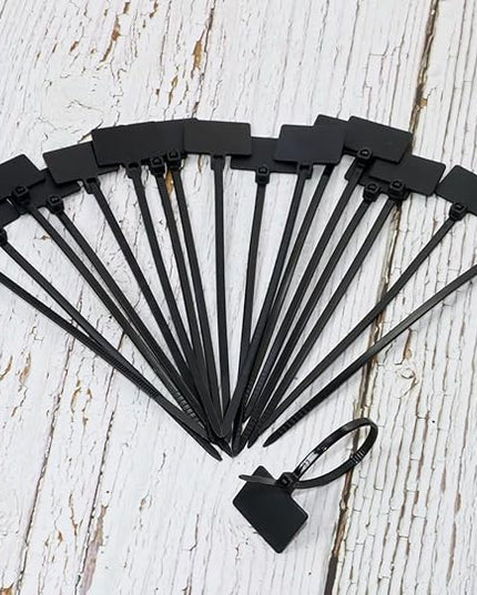 Mini Skater Nylon Cable Zip Ties Tags 4" Tiny Self-Locking Write-On Identify Cord Tabs Cable Label Marker Ties for Office Home Identification and Organization, 50 Pack (Black)