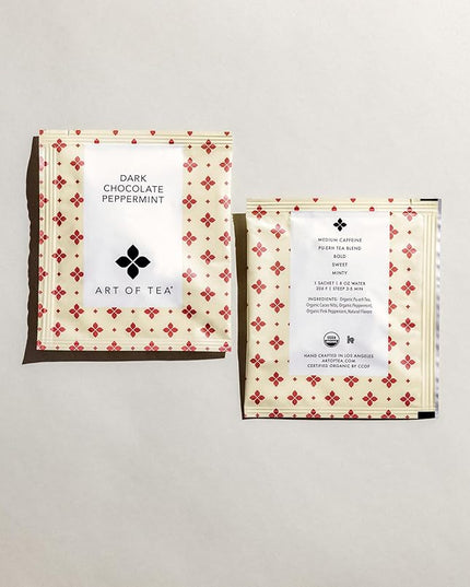Art of Tea | Dark Chocolate Peppermint Dessert Tea | Organic Black Tea | 50 Eco Friendly Pyramid Tea Bag Sachets
