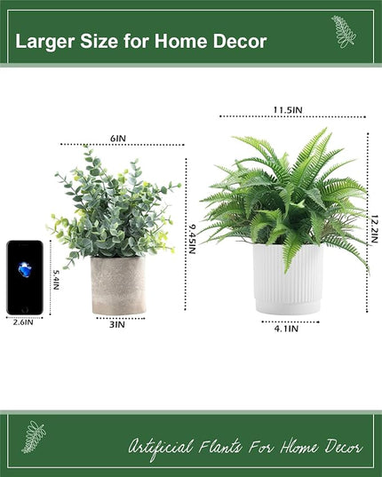Coferset Small Fake Plant 12.2" Fern Potted Artificial Plants for Shelf Desk Home Bathroom Farmhouse Room Office Kitchen Farmhouse Coffee Table Decor