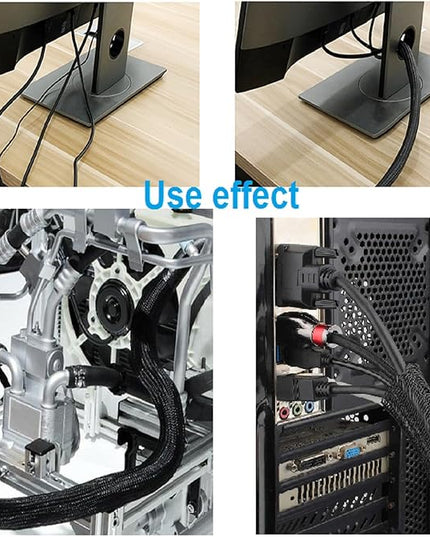 Summer Ready 2-Pack Split Sleeving Cable Protector (5FT, 5/8") - Chew Resistant Pet Proof Cord Cover for USB Power Audio Video, Home Office & Gaming Wire Loom - Black