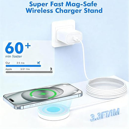Magnetic Wireless Charger,[Apple MFi Certified]iPhone Charger Apple Mag-Safe Charger with 15W 3.3FT iPhone Fast Magnetic Charging Pad for iPhone 17 Pro Max/17 Air/16 Pro/16/15 Pro Max/14/13/12/AirPods