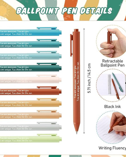 Janlaugh 40 Pcs Christmas Inspirational Gift Bulk for Women 20 Mental Health Notebook with Sticky Note 20 Motivational Ballpoint Pen Psychology Journal for Medical Assistant Employee Teacher Student