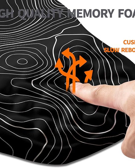 Ergonomic Slope Mouse Pad Wrist Support, Wrist Rest Mousepad for Carpal Tunnel Pain Relief with Massage Bulge and Slow Rebound Memory Foam (12x8 inch, Black Contour Lines)