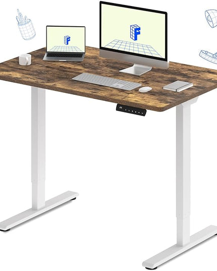 FLEXISPOT E3 Dual Motor Electric Standing Desk 48 x 30 Sit Stand Up Desk, Holds 220 lbs, Adjustable Height w/Memory Presets, One-Piece Special Walnut Desktop & White Frame, Ships in 2 Boxes