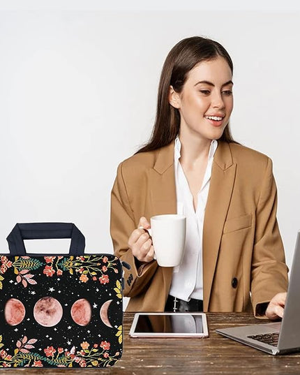 AMARY Laptop Sleeves 11.6" 12" Laptop Handle Bag Neoprene Notebook Carrying Pouch Chromebook Sleeves case Ultrabook Case Tablet Cover Fit Apple MacBook Air HP DELL Lenovo Asus(Flowers Moon)