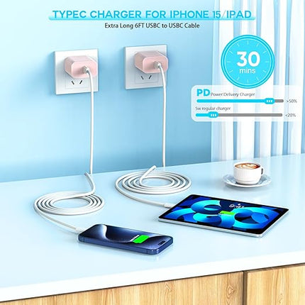 [Apple MFi Certified] iPhone 17 16 Pro Max Quick Charger,3Pack 20W USBC Wall Charger Block and 6 Feet USB C to USB C Fast Charging Cable for iPhone 17/17 Air/16 Pro/16 Pro Max/iPhone 15/15 ProMax/Plus