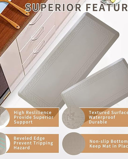 20 x 42 Inch Extra Support Anti Fatigue Comfort Kitchen Mat, Waterproof Long Kitchen Runner, Non-Slip Standing Desk Mat, Commercial Pads for Offices, Home, Garages (Bordeaux Cabblestone, 20'' x 42'')