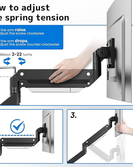 17-57 Inch Ultrawide Monitor Arm, up to 59.4 lbs, Heavy Duty Monitor Arm for Flat/Curved Display and TV, Steel Reinforcement Plate Included, VESA 75x75 to 200x200, PUTORSEN