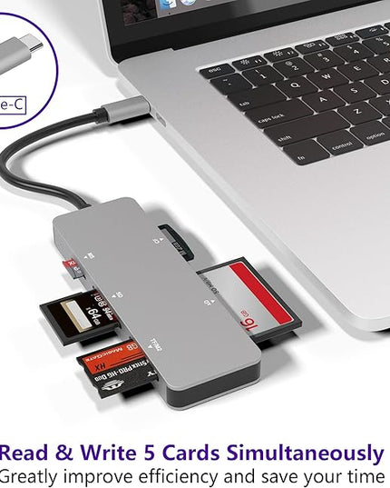 USB C XD Picture Card Reader, Type C (5Gps) High Speed TF/SD/MS/M2/XD/CF 6 in 1 Camera Card Reader, USB C XD Memory Card Reader Supports Olympus and Fujifilm XD Picture Card 1GB 2GB